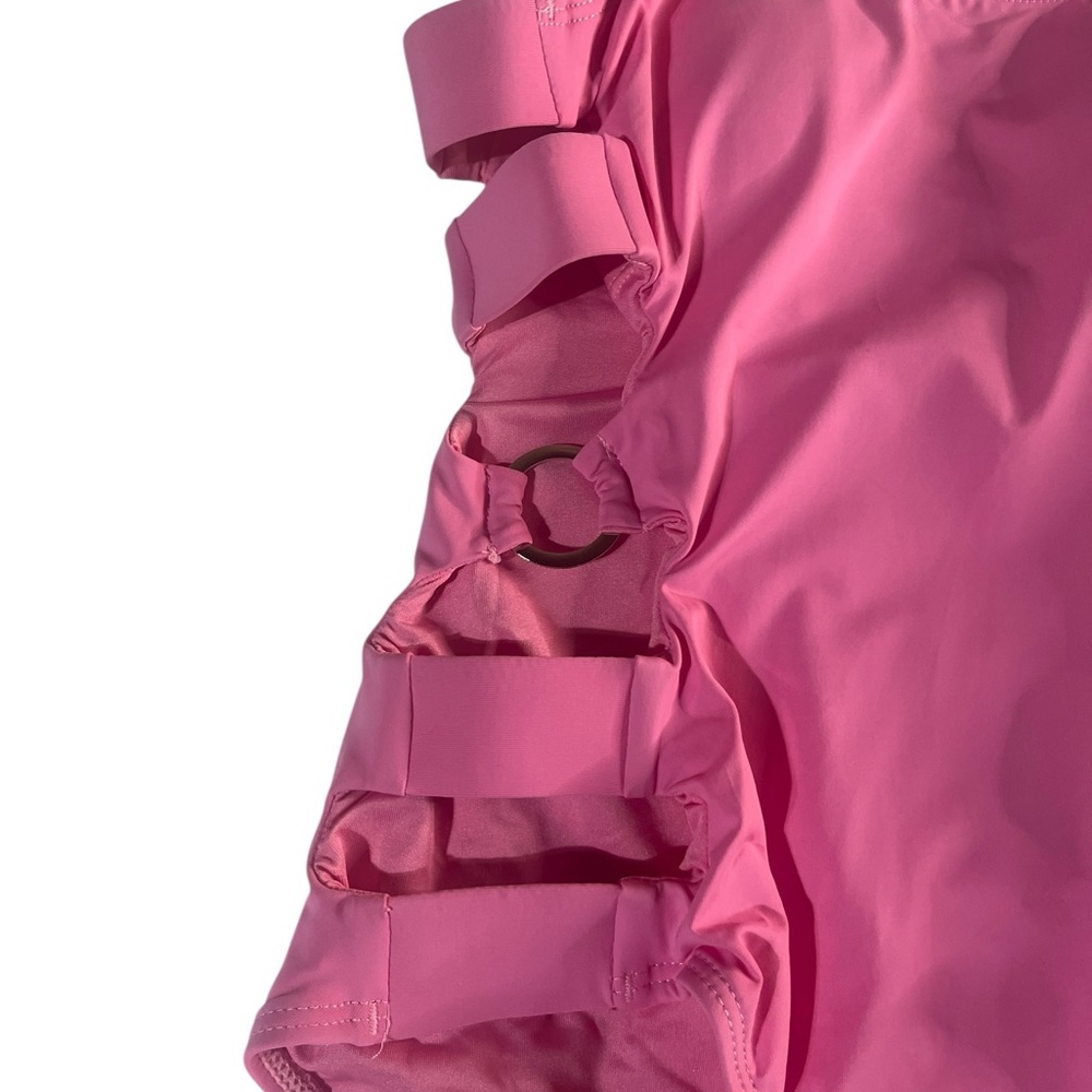 Bikini Bliss Pink One-Piece Swimsuit – Side Elastic Bands & Buckle – Size Small - Picture 3 of 5